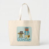 Sock Monkey Writer Cartoon Art Fun Style Grote Tote Bag (Voorkant)