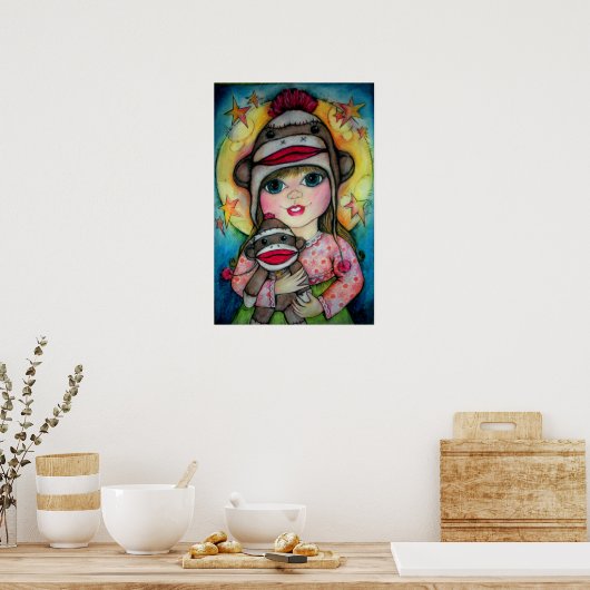 Sock Monkey Zie, aap Poster (Keuken)