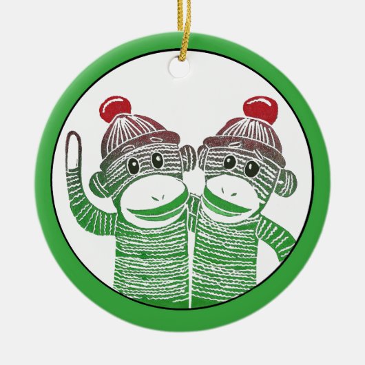Sock Monkeys Circle Ornament (Voorkant)