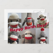 Sock Monkeys Happy Birthday Kaart (Voorkant / Achterkant)