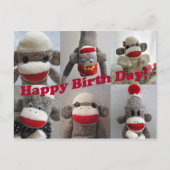Sock Monkeys Happy Birthday Kaart (Voorkant)