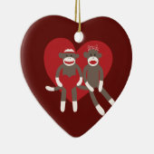 Sock Monkeys in Love Hearts Valentijnsdag Gifts Keramisch Ornament (Rechts)