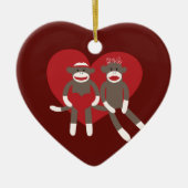 Sock Monkeys in Love Hearts Valentijnsdag Gifts Keramisch Ornament (Voorkant)
