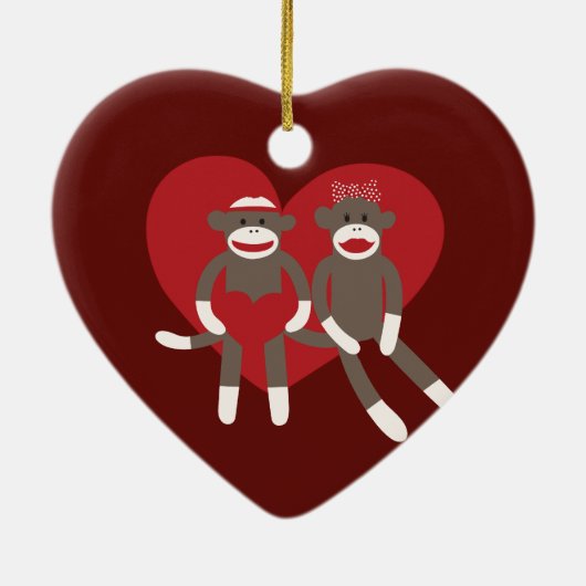 Sock Monkeys in Love Hearts Valentijnsdag Gifts Keramisch Ornament (Achterkant)