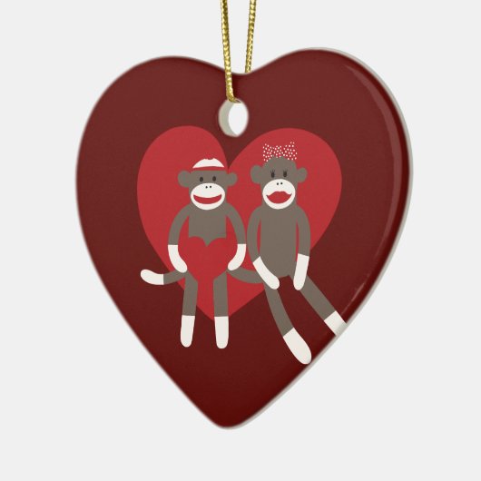 Sock Monkeys in Love Hearts Valentijnsdag Gifts Keramisch Ornament (Links)