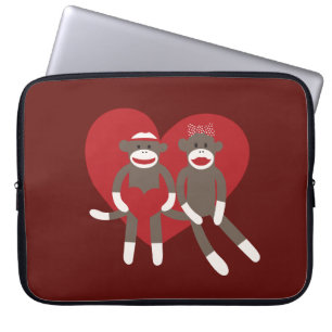 Sock Monkeys in Love Hearts Valentijnsdag Gifts Laptop Sleeve