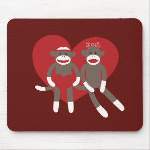 Sock Monkeys in Love Hearts Valentijnsdag Gifts Muismat