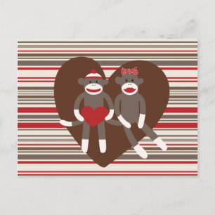 Sock Monkeys in Love Valentijnsdag Heart Gifts Feestdagenkaart