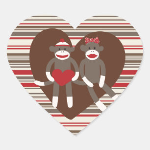 Sock Monkeys in Love Valentijnsdag Heart Gifts Hart Sticker
