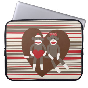 Sock Monkeys in Love Valentijnsdag Heart Gifts Laptop Sleeve