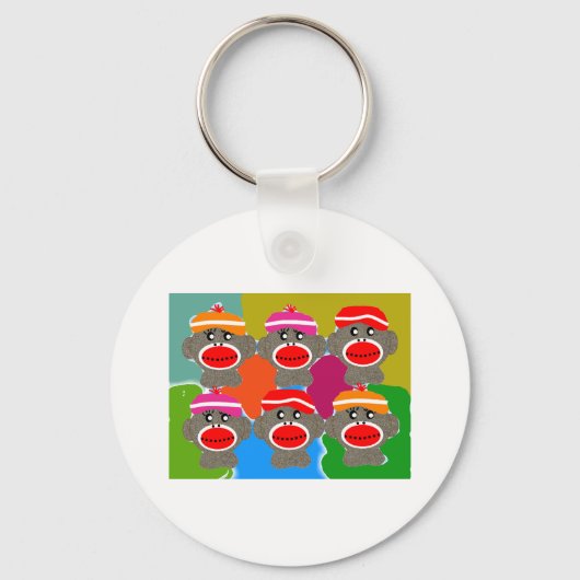 Sock Monkeys Pop Art Gifts Sleutelhanger (Voorkant)