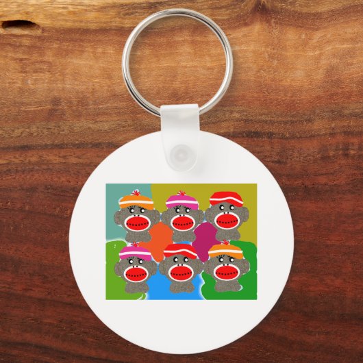 Sock Monkeys Pop Art Gifts Sleutelhanger (Voorkant)