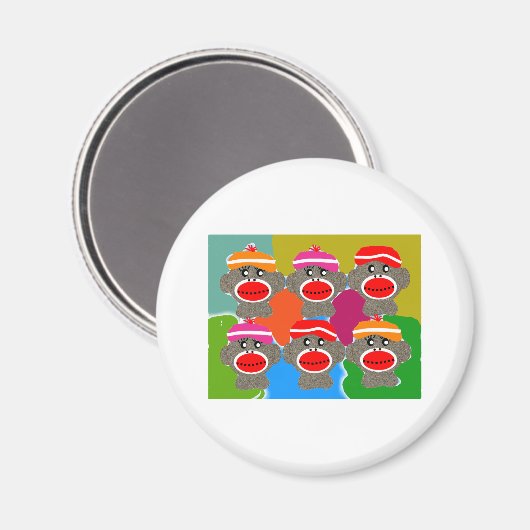 Sock Monkeys Pop Kunst—Kunstgeschenken Magneet (Voorkant / Achterkant)