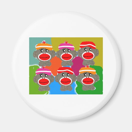 Sock Monkeys Pop Kunst—Kunstgeschenken Magneet (Voorkant)