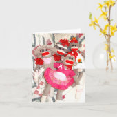 Sock Monkeys voor de Cure Bunch of Friends Kaart (Gele Bloem)