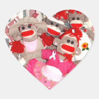 Sock Monkeys voor de Cure Pink Heart Stickers