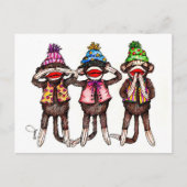 Sock Monkeys-Zie, luister, spreek geen aambeeld ui Briefkaart (Voorkant)
