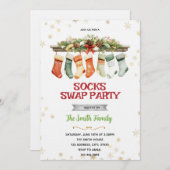 Sock Swap Christmas Party Invitation Kaart (Voorkant / Achterkant)
