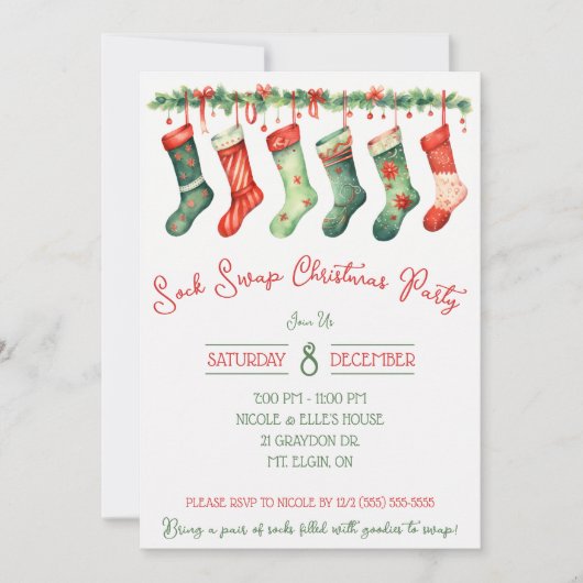 Sock Swap kerstfeest, feestdag Kaart (Voorkant)