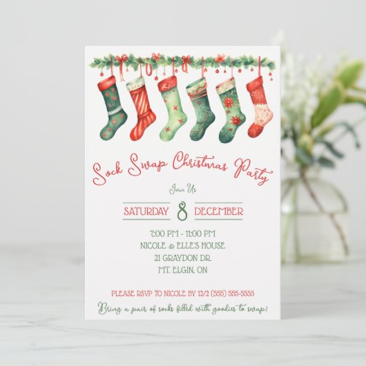 Sock Swap kerstfeest, feestdag Kaart (Staand voorkant)