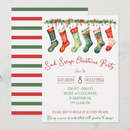 Sock Swap kerstfeest, feestdag Kaart (Voorkant / Achterkant)