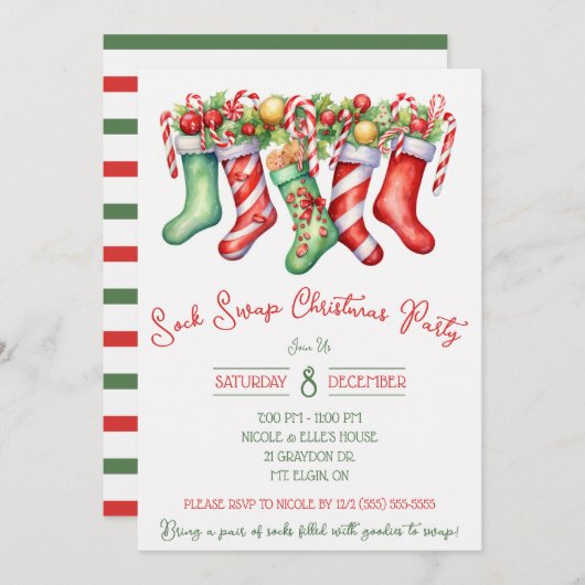 Sock Swap kerstfeest, feestdag Kaart (Voorkant / Achterkant)