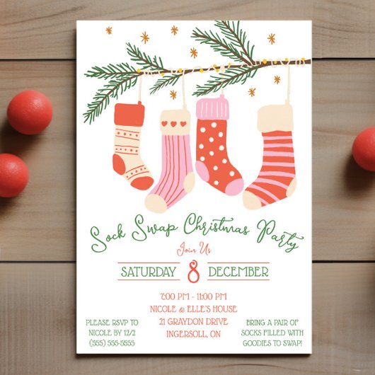 Sock Swap kerstfeest, feestdag Kaart