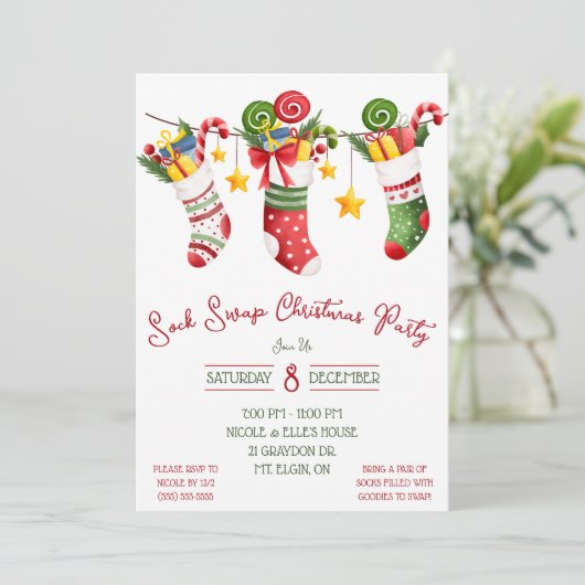 Sock Swap kerstfeest, feestdag Kaart (Staand voorkant)