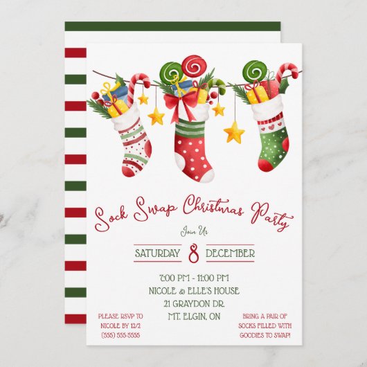 Sock Swap kerstfeest, feestdag Kaart (Voorkant / Achterkant)