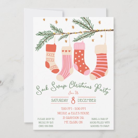 Sock Swap kerstfeest, feestdag Kaart (Voorkant)