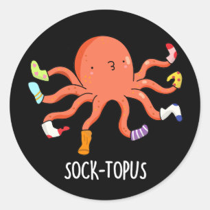 Sock-topus Funny Octopus met Sokken Pun Ronde Sticker