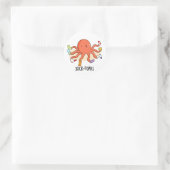 Sock-topus Funny Octopus met Sokken Pun Ronde Sticker (Tas)