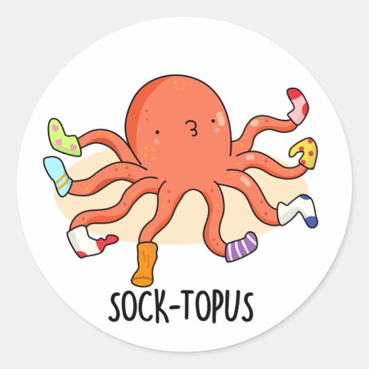 Sock-topus Funny Octopus met Sokken Pun Ronde Sticker (Voorkant)