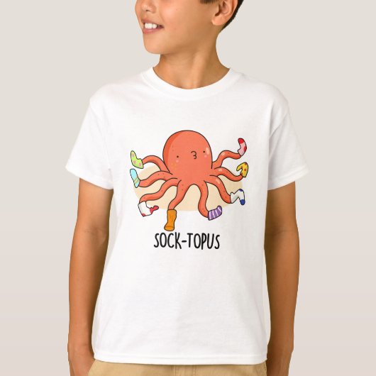 Sock-topus Funny Octopus met Sokken Pun T-shirt (Voorkant)