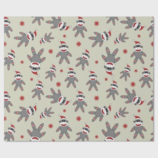 Socket-aap met kerstkerstFeestdagen met kerstmis Cadeaupapier (Vlak)