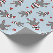 Socket-aap met Santa Hat Blue-kerstFeestdagen Cadeaupapier (Hoek)