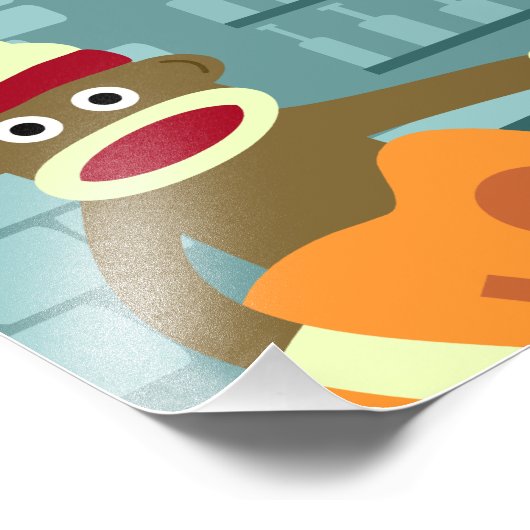 Socket Monkey Aoustic Guitar Foto Afdruk (Hoek)