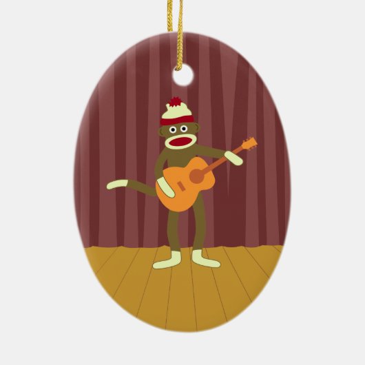 Socket Monkey Aoustic Guitar Keramisch Ornament (Achterkant)