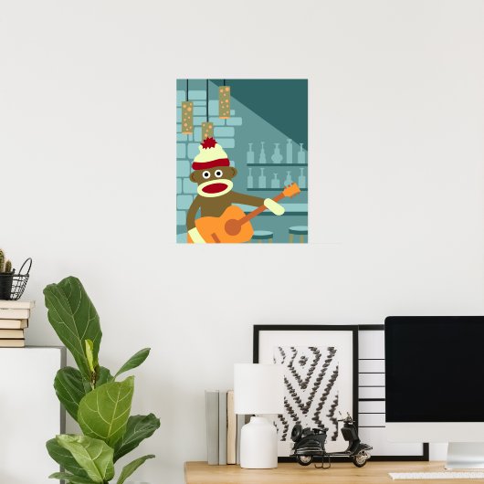 Socket Monkey Aoustic Guitar Poster (Thuiskantoor)