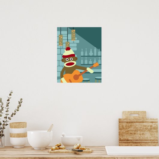 Socket Monkey Aoustic Guitar Poster (Keuken)