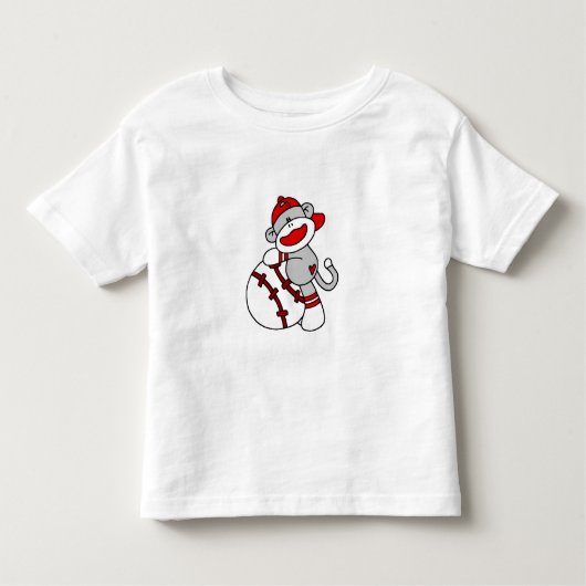 Socket Monkey Baseball Player Kinder Shirts (Voorkant)
