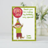 Socket Monkey Birthday Party Dank u wel kaart 3,5 (Staand voorkant)
