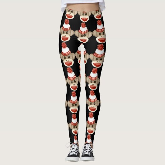 Socket Monkey Black Unieke Retro Pant Aangepast Leggings (Voorkant)
