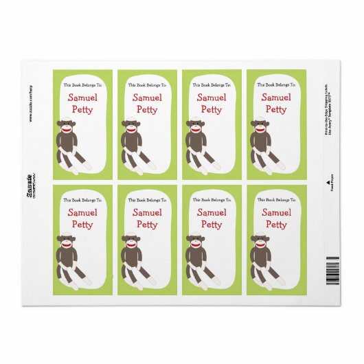 Socket Monkey bookplate Etiket (Full Sheet)