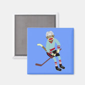 Socket Monkey Hockey Player Magneet (Voorkant / Achterkant)