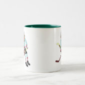 Socket Monkey Hockey Player Tweekleurige Koffiemok (Center)