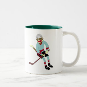 Socket Monkey Hockey Player Tweekleurige Koffiemok
