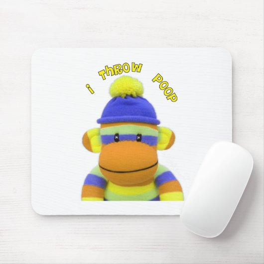 Socket Monkey "I Throw Poop" design-Schattig Muismat (Met muis)