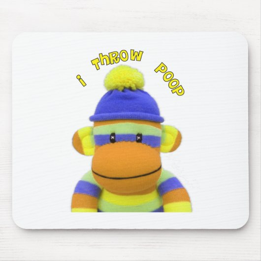 Socket Monkey "I Throw Poop" design-Schattig Muismat (Voorkant)