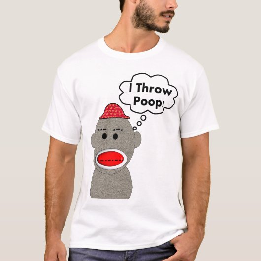 Socket Monkey "I Throw Poop" design-Schattig T-shirt (Voorkant)